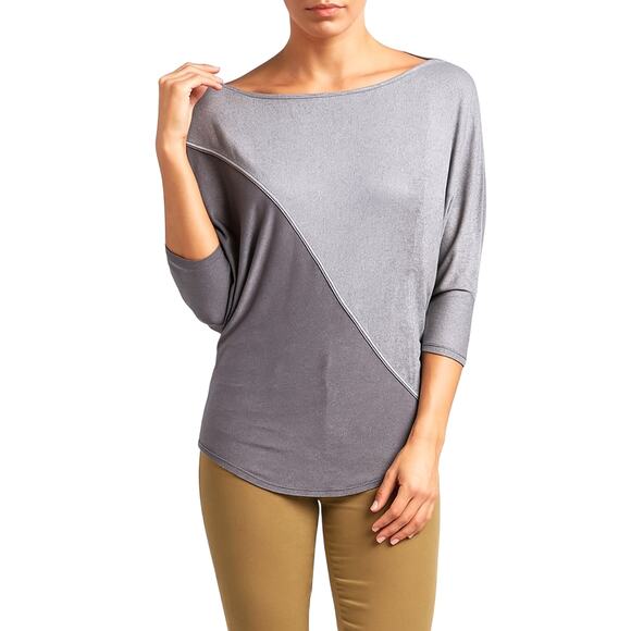 Laila Jayde Half Moon Dolman Top Women’s Small Platinum Gray Boatneck NWT - Picture 1 of 9